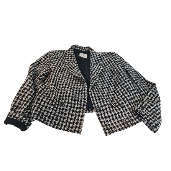 Maison d'Amélie Jackets & Blazers - Vintage Blazer Suit Jacket Womens 12 Black White Houndstooth Cropped Tweed Paris
